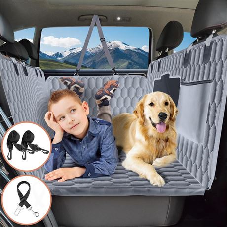 Back Seat Extender for Dogs-Supports 400lb,Waterproof Dog Car Seat Cover Hard