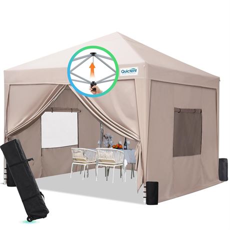 Quictent Privacy 10x10 Pop up Canopy Tent with Sidewalls and Roll-up Ventilated