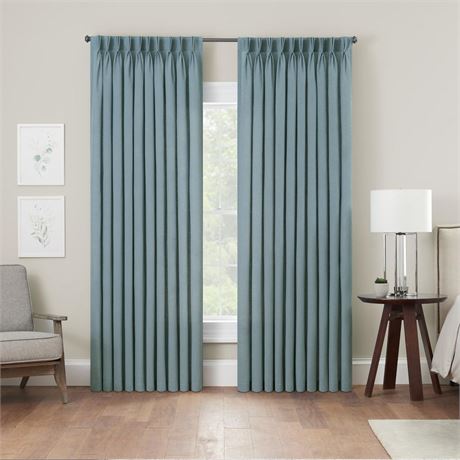 Waverly Serendipity Blue Solid Polyester 50 in. W X 84 in. L Light Filtering