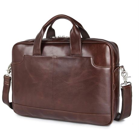 Augus Leather Laptop Briefcase for Men,Waterproof Travel Messenger Duffle Bags