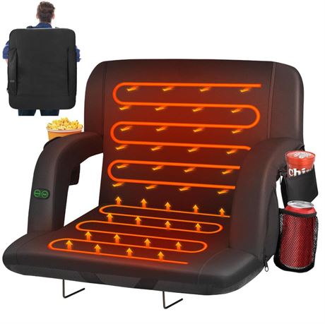 Dual-Sided Heated Stadium Seats for Bleachers with Back Support, 3 Levels