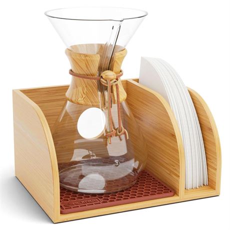 OFFSITE HEXNUB – Caddy for Pour Over Coffee Maker, Bamboo Stand fits Chemex,