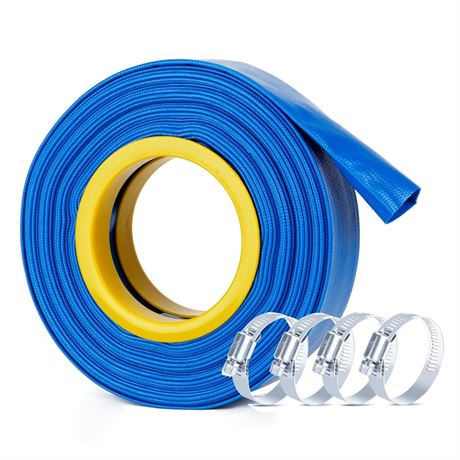 1-1/2-inch by 50ft Backwash Hose with Four Clamps, Pool Drain Hose，Sump Pump