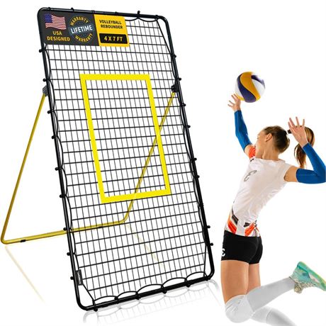 Adjustable Volleyball Rebounder Net 7x4 ft, Volleyball Net for Backyard with 5