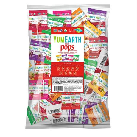 YumEarth Organic Pops Variety Pack, 250 Fruit Flavored Favorites Lollipops,