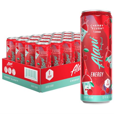 Alani Nu Sugar Free Energy Drink, Cherry Slush, 12 fl oz, 24 Pack, Cans, 200mg