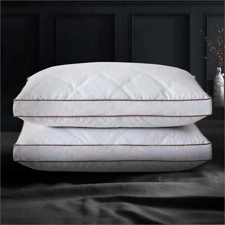 UNIKOME Goose Feathers and Down Pillow, Hotel Collection Gusseted Bed Pillows