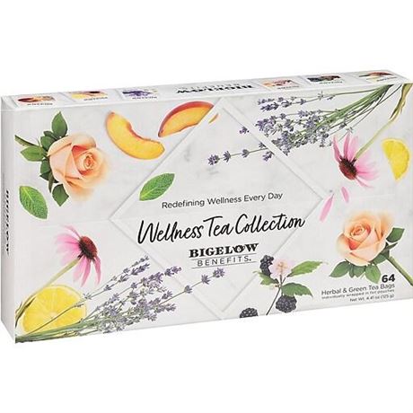 Bigelow Benefits Wellness Tea Collection  Variety Gift Box Sampler  64 Tea Bags