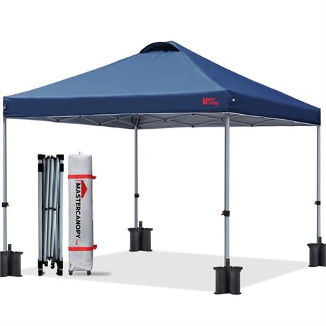 MASTERCANOPY Durable Pop-up Canopy Tent with Roller Bag (10x10, Navy Blue)