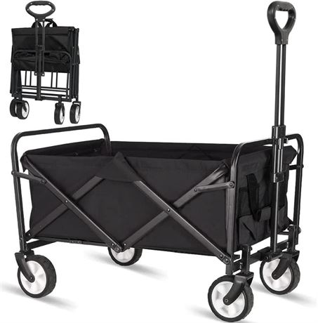 Collapsible Folding Wagon Beach Carts Large Capacity Portable for Sports,