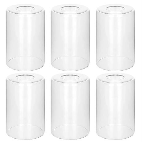 6 Pack Clear Glass Shades Replacement,5.51in Height,3.94in Diameter,1.65in