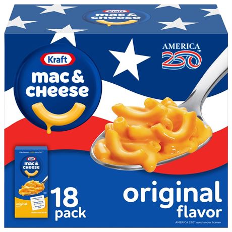 Kraft Mac and Cheese, 18 Boxes, for Easy Dinner or Dinner Sides, Original