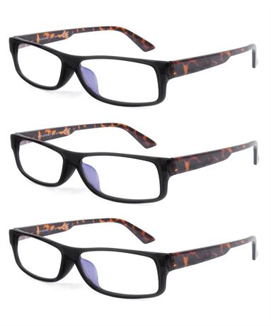 EYE ZOOM 3 Pack Women Rectangular Plastic Frame Blue Light Blocking Reading