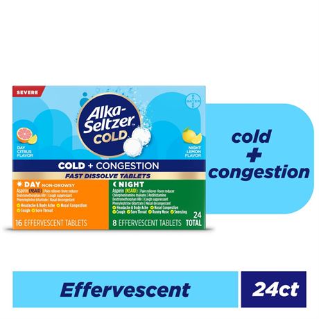 Alka-Seltzer Plus Alka-Seltzer Cold, Cold + Congestion Sev Day/Night Fast