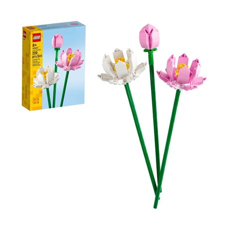 LEGO Lotus Flowers Building Kit, Artificial Flowers for Decoration, Family Gift