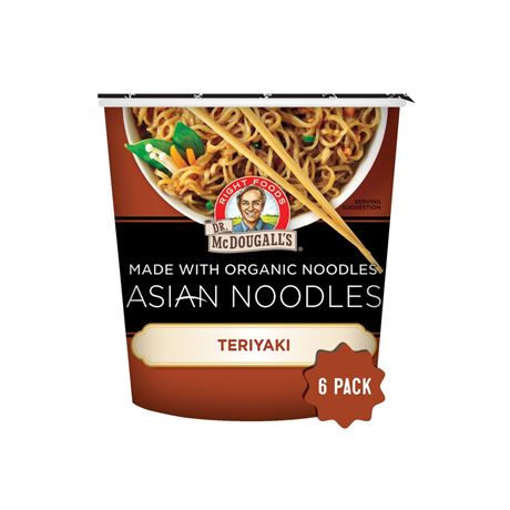Dr. McDougall's Teriyaki Noodle Entree Cup - Organic Ramen Noodles, Vegan,