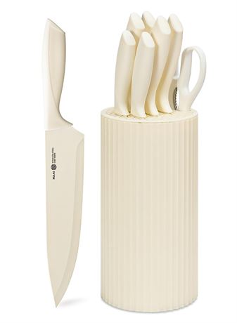 Knife Set, 8-Piece Kitchen Knife Set with Universal Block - Anti-Rust Chef
