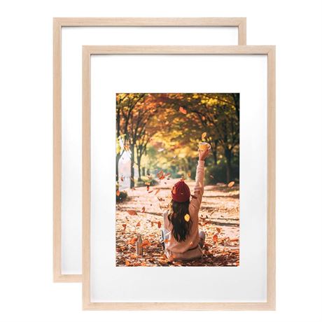 KINLINK A2 Picture Frames Natural, Wood Frames with Acrylic Plexiglass 16.5 x