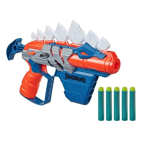 OFFSITE Nerf DinoSquad Stego Smash Dart Blaster, 4-Dart Storage, 5 Official