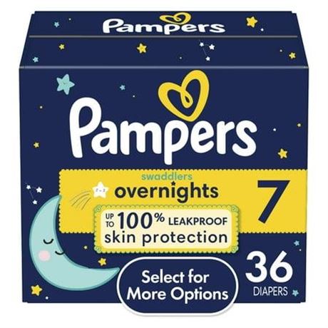 Pampers Swaddlers Overnight Diapers Super Pack - Size 7 - 36ct