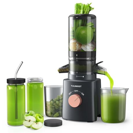 Cold Press Juicer with 8 Juice Bottles - Masticating Juicer Machines for Fruits