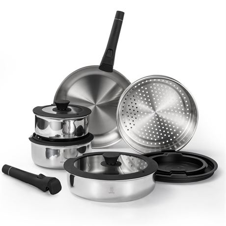 ROYDX16 PCS Pots and Pans Set,18/10 Stainless Steel Cookware Set with