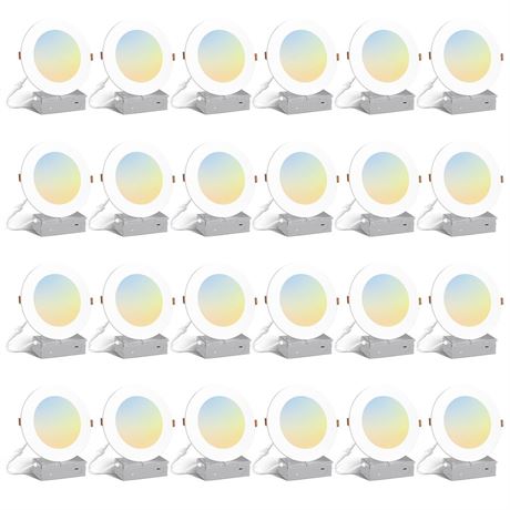 Amico 24 Pack 6 Inch 5CCT Ultra-Thin LED Recessed Light with Junction Box,