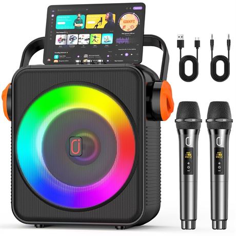 Karaoke Machine with 2 Microphones, Portable Bluetooth 5.3 Karaoke Speaker for