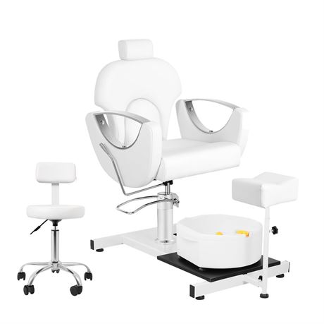 Pedicure Chair No Plumbing, Reclining Pedicure Station Upgraded 360 Swivel