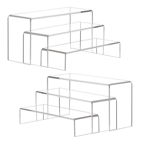 ANDGOO Large Acrylic Display Risers, 2 Sets Clear Rectangular Showcase