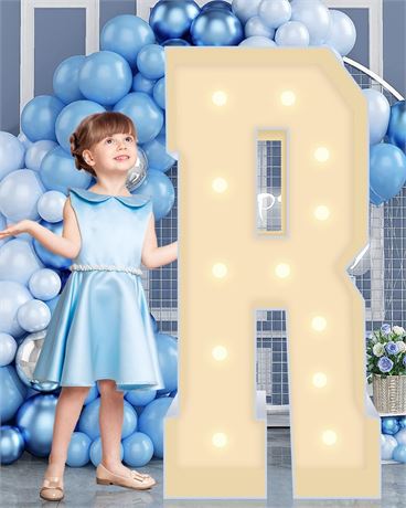 4FT Marquee Plastic Letters R - Light up Letters Are Made from Corrugated