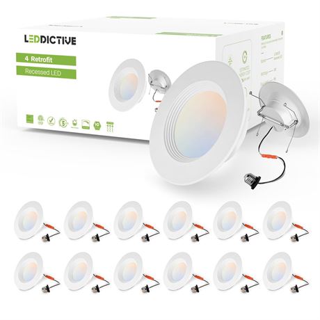 12 Pack 5/6 Inch LED Retrofit Recessed Lighting, 5CCT 6 Inch Can Lights