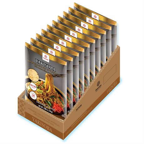 Hakubaku Japanese Stir Fry Style Noodles - YAKISOBA (Original Flavor, 12 PACK)