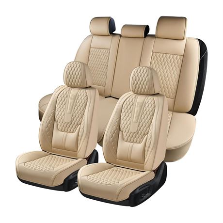 Coverado Car Seat Covers Full Set, Nappa Leather Seat Covers for Car,