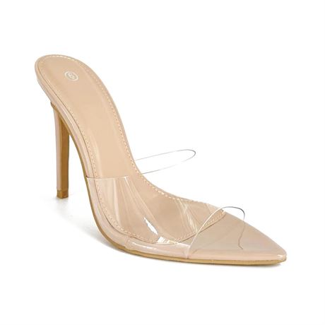 Clear Pointed Toe Sandals Stiletto Heels Transparent Strap High Heels Slip on