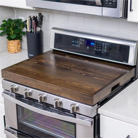 Noodle Board Stove Covers with Built-in Handles, Durable Extra Thick Pine Wood