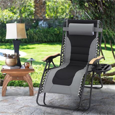 MAISON ARTS Oversized XXL Padded Zero Gravity Lawn Chair Foldable Recliner 30"