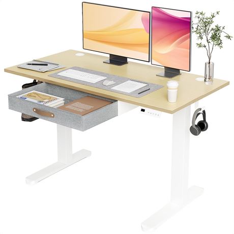Seang Standing Desk with Drawer, 48" x 24" Height Adjustable Stand Up Desk, 3