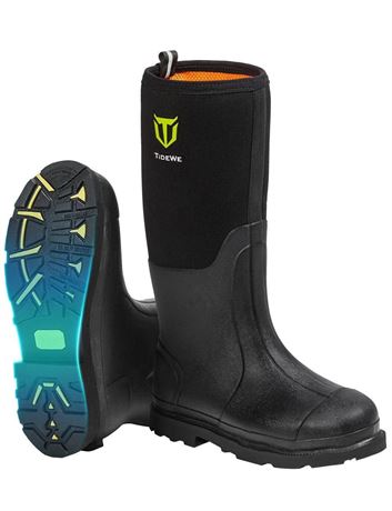 TIDEWE Rubber Work Boot for Men with Steel Shank, Waterproof Anti Slip Hunting