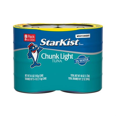 StarKist Chunk Light Tuna in Water, Wild Caught, 20g Protein, 5 oz, 4 Cans