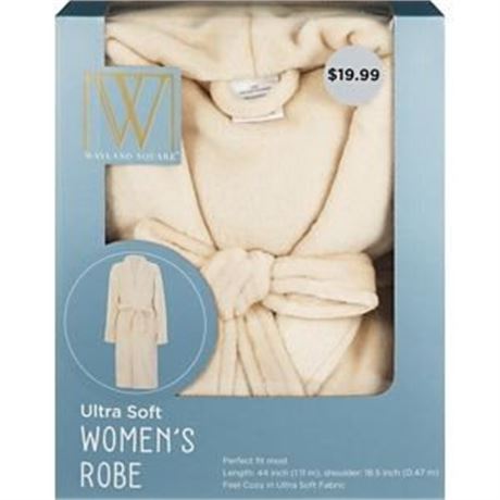 Wayland Square Ultra Soft Women's Flannel Robe, Cream
