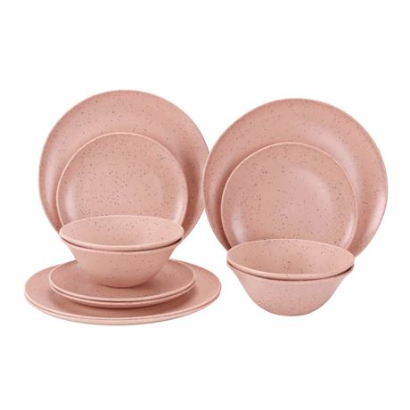 Mainstays 12-Piece Eco-Friendly Dinnerware Set, Pink