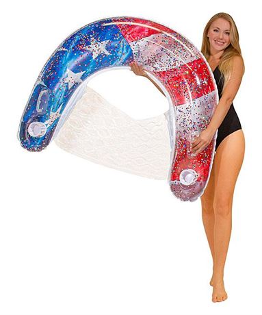 Pool Candy Stars & Stripes Inflatable Glitter Sun Chair US2402USG