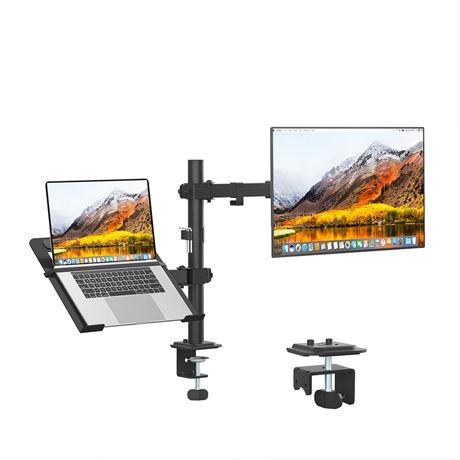 Monitor and Laptop Mount, Monitor Arm with Laptop Tray for 13" to 27" LCD