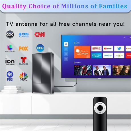 2024 TV Antenna Amplifier, Long Range Digital TV Antenna for Smart TV