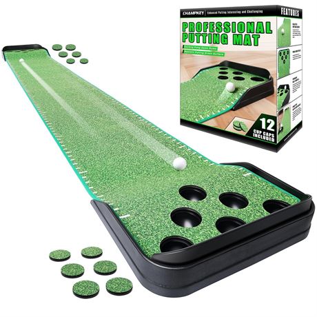 CHAMPKEY Golf Putting Green Indoor - Advanced Guides Golf Putting Mat - Enhance