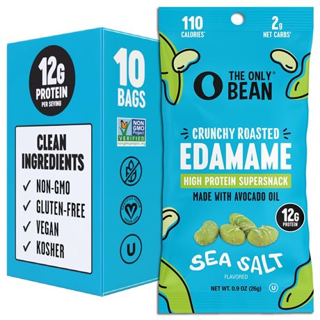 The Only Bean Crunchy Dry Roasted Edamame Snacks (Sea Salt), Healthy High