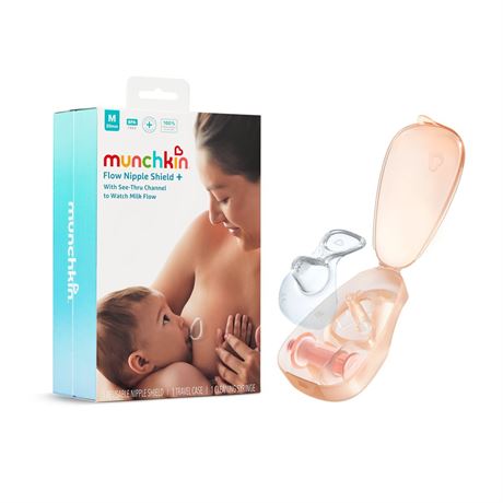 Munchkin® Flow Nipple Shield+ Starter Kit with See-Thru Channel to Watch Milk