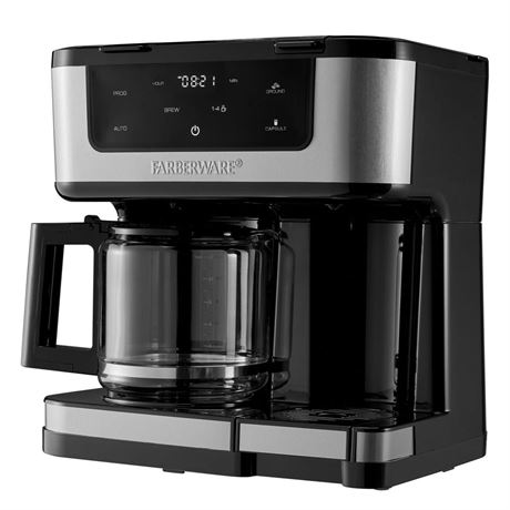 Farberware Side by Side Single Serve or 12 Cup Coffee Maker  Black with