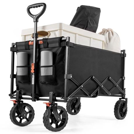 Wagon Cart Heavy Duty Foldable, Collapsible Wagon with Smallest Folding Design,
